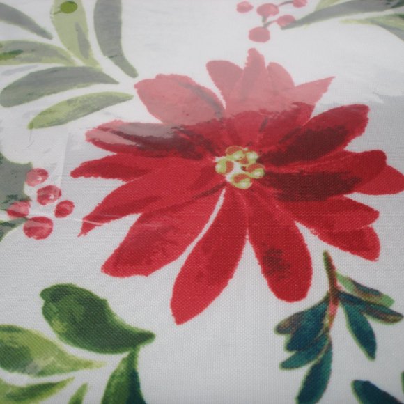 Food Network SET of 4 FABRIC PLACEMATS White Christmas Holly & Pine Poinsettia - Picture 9 of 11